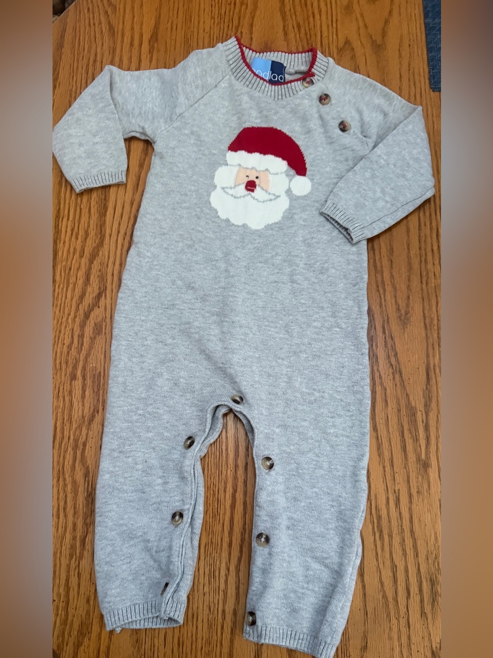 Good Lad Grey Knit Santa Romper